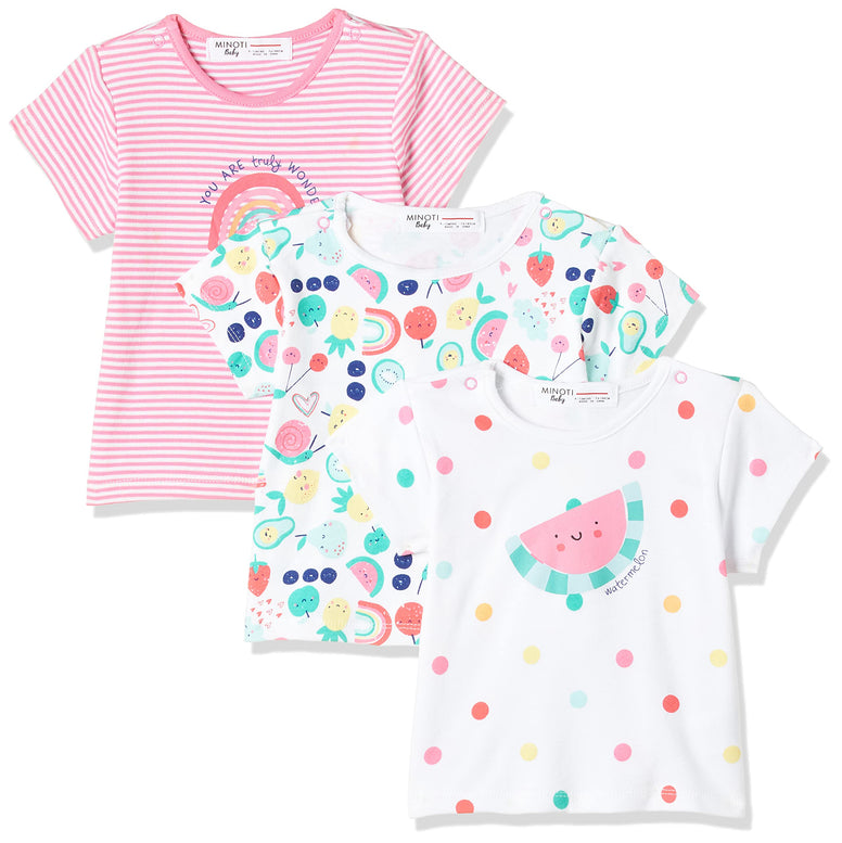 Minoti unisex-baby 3Pk Tops Berry 8 (0-3 Months)