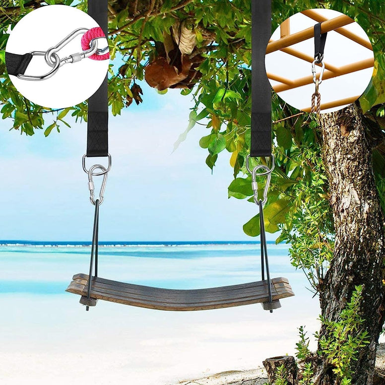 Swing Hanging Straps,2PCS Adjustable Hammock Straps,Tree Hanging Kit with Carabiner for Tree Swing Seat,Max 2200LBS for Hammock