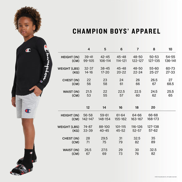 Champion Boys, Kids' Sweatshirt, Crewneck Sweater, French Terry, Script