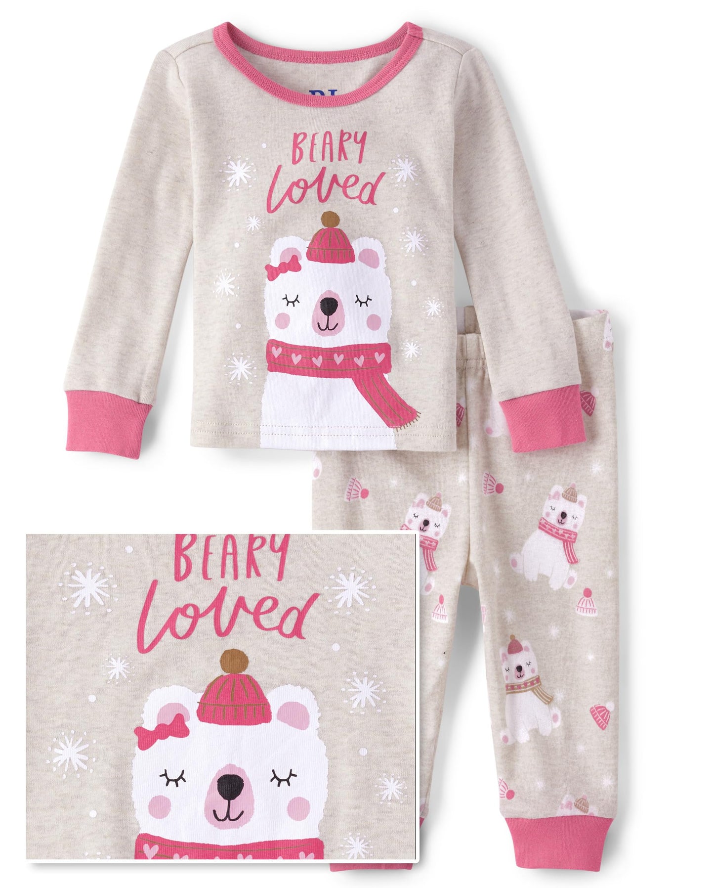 The Children's Place Baby Girl's and Toddler Long Sleeve Top and Pants Snug Fit 100% Cotton 2 Piece Pajama Set 3-6 Months