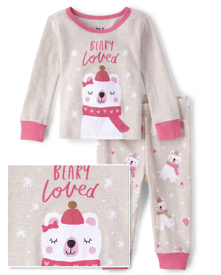 The Children's Place Baby Girl's and Toddler Long Sleeve Top and Pants Snug Fit 100% Cotton 2 Piece Pajama Set 3-6 Months