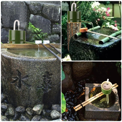 Outdoor Water Fountains，Simulated Bamboo Tube Fish Tank Accessories with Stand Table top Water Fountain Indoor, simple's Small Fish Tank Filter and Waterfall Decoration