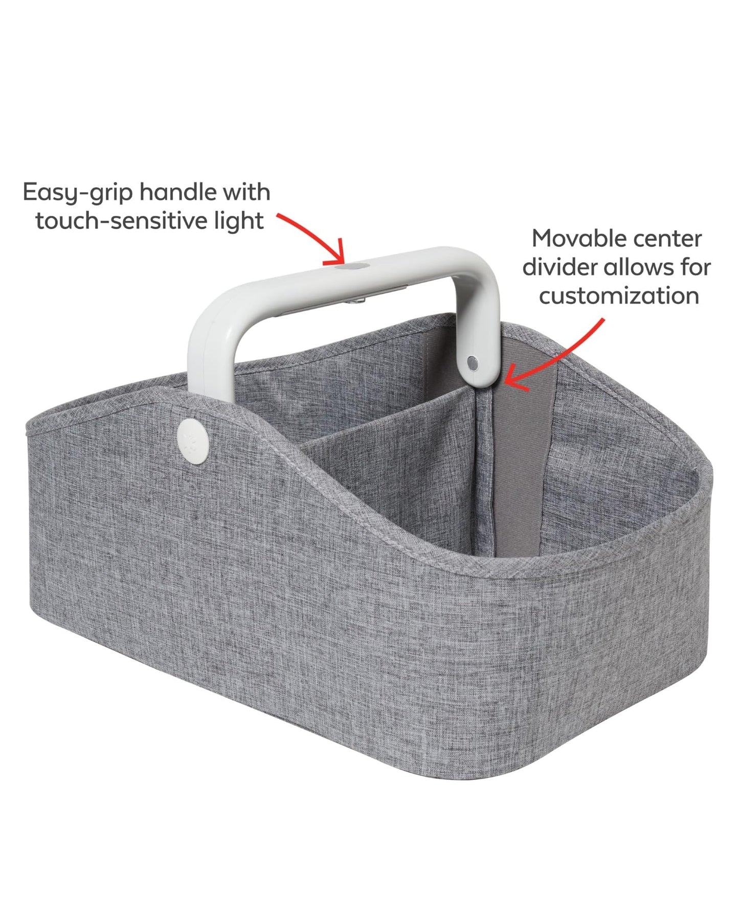 Skip Hop Diaper Caddy Organizer with Touch Sensor Night Light, Nursery Style, Heather Grey