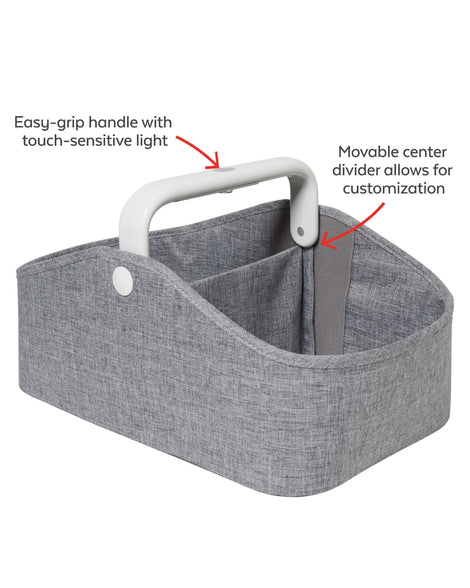 Skip Hop Diaper Caddy Organizer with Touch Sensor Night Light, Nursery Style, Heather Grey