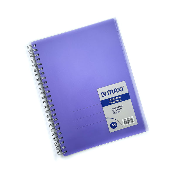 Maxi Wire Polypropylene Executive Notebook A5 80 Sheets, Assorted