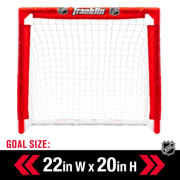 Franklin Sports NHL Kids Mini Hockey Set - Includes 1 Knee Hockey Goal - 2 Mini Hockey Sticks + 2 Foam Balls - Indoor Toy Mini Hockey Goal + Sticks Set,Red