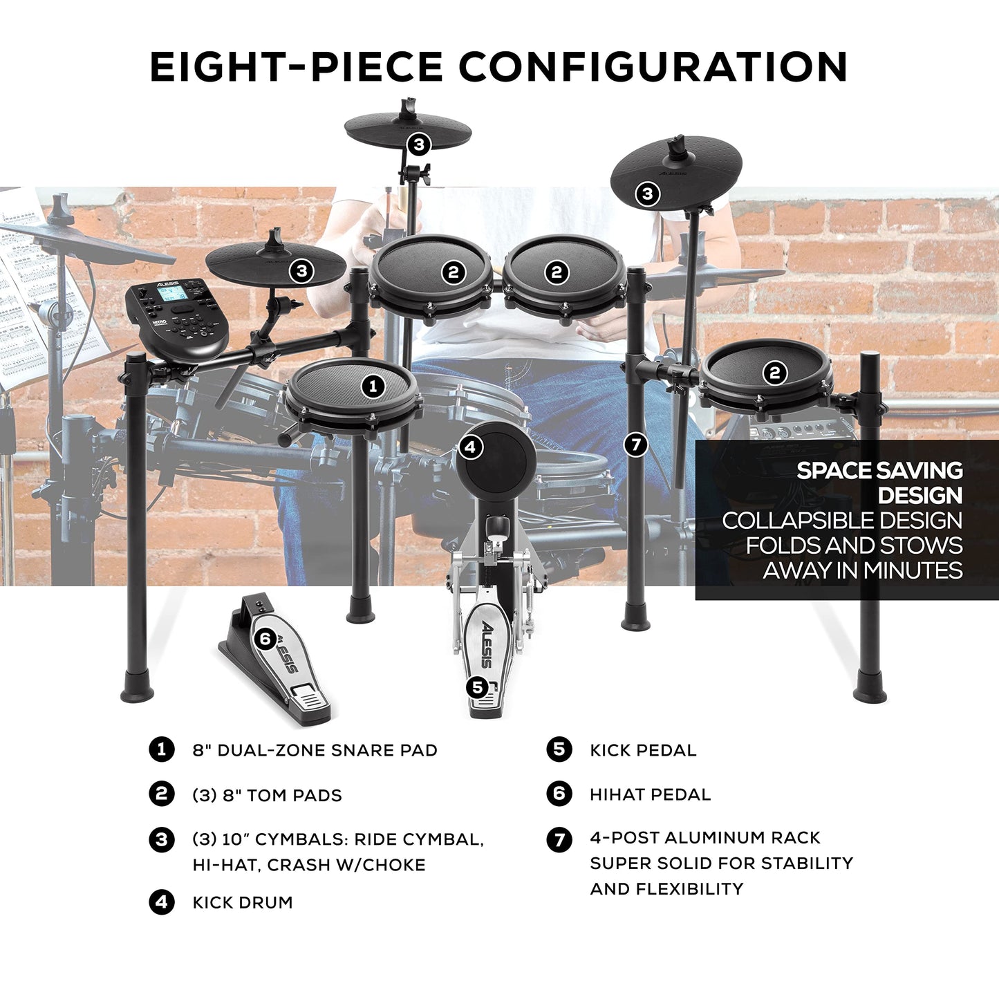 Alesis Drums Nitro Mesh Kit - Electric Drum Set With Usb Midi Connectivity, Mesh Drum Pads, Kick Pedal And Rubber Kick Drum, 40 Kits And 385 Sounds