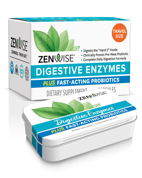 Zenwise Digestive Enzymes - Probiotic Multi Enzymes with Probiotics and Prebiotics for Digestive Health + Bloating Relief for Women and Men, Bromelain and More for Gut Health and Digestion - 15 Count