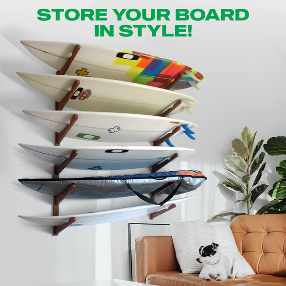 COR Surf Surfboard Rack, Wooden Multi Wall Rack Display for Wake, Surf, Skate and Snowboard Storage made from Sustainable Wood