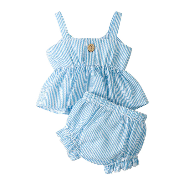 LYSINK Newborn Baby Girl Clothes Stripe Sleeveless Bowknot Tank Top Shorts Set Summer Outfits Cute Baby Clothes Girl 0-18M (0-3 Months)