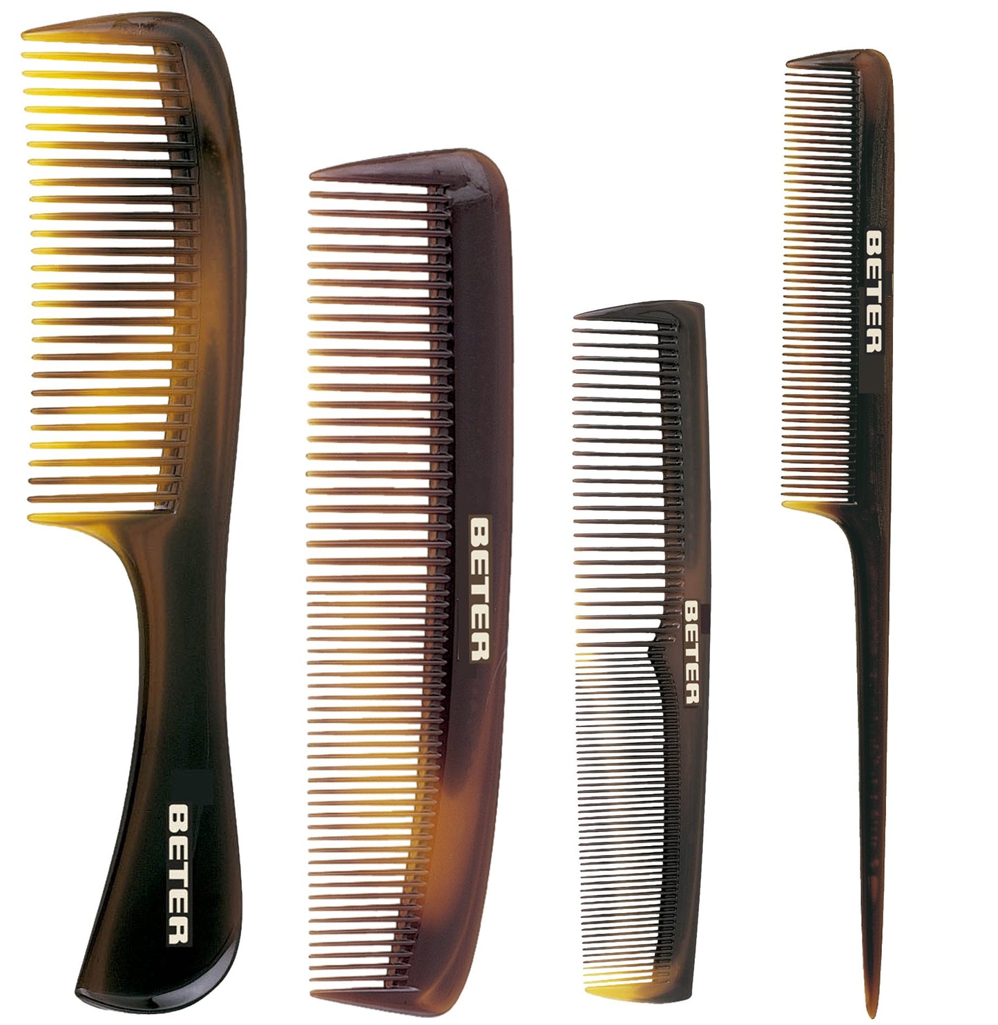 Beter De Luxe Pack of 4 Professional Combs For All Hair And Style Types