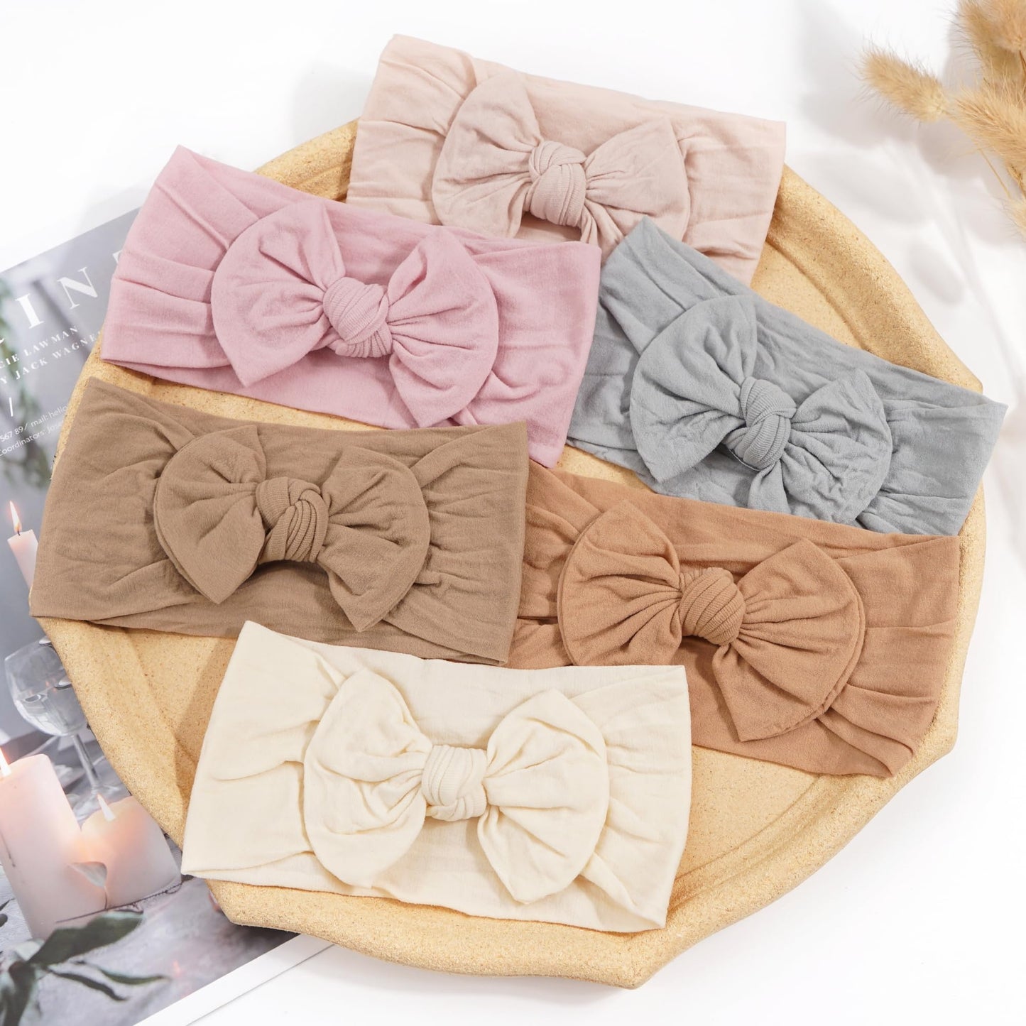 CELLOT 12 Colors Super Stretchy Soft Knot Baby Girl Headbands with Hair Bows Head Wrap For Newborn Baby Girls Infant Toddlers Tye Dye