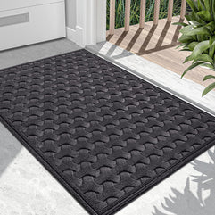Door Mat Indoor Outdoor,TYESO Welcome Mat with Durable Non Slip Rubber Backing Ultra Absorb Mud Easy Clean Entry Doormat for Entrance,High Traffic Areas,Patio,Restaurant Entryway (B-Black, 80 * 50)
