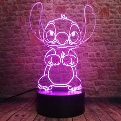 Children Anime Animals Stitch - Lilo and Stitch - 3D Cartoon Kawaii Figure Action Lovely 7 Color Change IR Remote Night Lights Home Boys Room Decor Child Kids Friend Xmas Birthday Holiday Gifts
