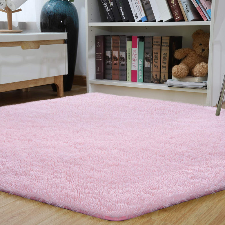 Junovo Ultra Soft Rug for Nursery Children Room Baby Room Home Decor Dormitory,Hexagon Carpet for Playhouse Princess Tent Kids Play Castle,Diameter 55-inch,Pink