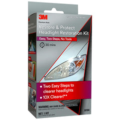 3M Auto Restore and Protect Headlight Restoration Kit, Clearer Headlights in 2 Easy Steps, 39194, GRAY,RED