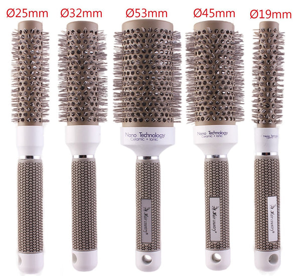 Ceramic Thermal Round Brush for Blow Drying, Curling and Styling, Set of 5 Sizes (1 Set = 5 Brushes in Different Sizes)