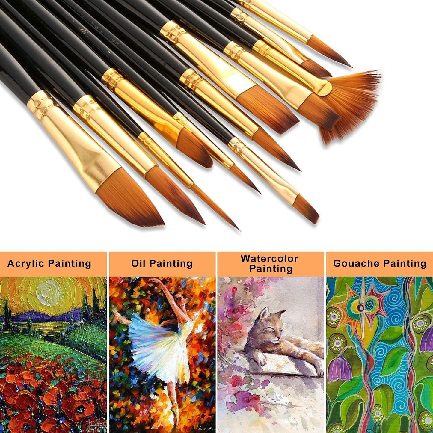 S2C Professional Artist Paint Brushes set with Nylon Hair Painting Brush Great for Acrylic, Face, Nail Art, Body Art, Miniature Detailing & Rock Painting.Great For Kids and Adults
