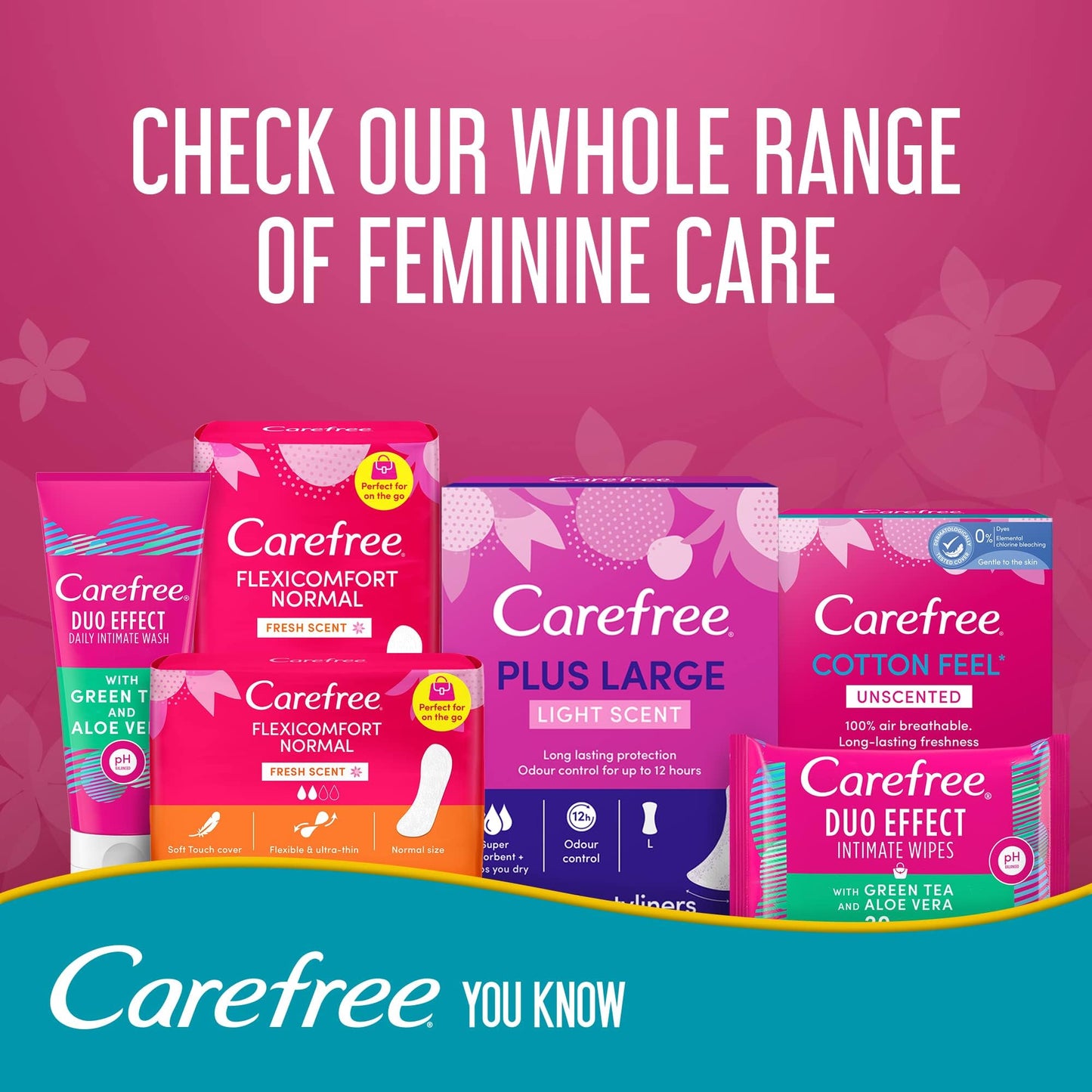 Carefree Daily Panty Liners, FlexiComfort, Fresh Scent, Pack of 40