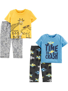 Simple Joys by Carter's Toddler Boys' 4-Piece Pajama Set (Short-Sleeve Poly Top & Fleece Bottom) 4Y