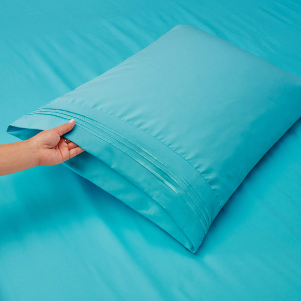 Clara Clark Full Sheets Set, Deep Pocket Bed Sheets for Full Size Bed - 4 Piece Full Size Sheets, Extra Soft Bedding Sheets & Pillowcases, Beach Blue Sheets Full