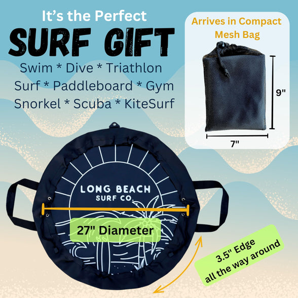 Long Beach Surf Company | Wetsuit Changing Mat | Surf Mat | Waterproof DryBag | Drawstring Wet Bathing Suit Bag | Surfing Changing