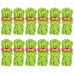 12 PCS Tent Guy Ropes, Reflective Green Tent Guide Rope Cord, 4M /13FT Tent Guy Ropes for Outdoor, Heavy Duty Camping Guy Lines, Guide Ropes for Camping, Gazebo, Awning & Tents