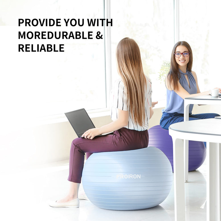 PROIRON Yoga Ball Anti-Burst Exercise Ball Chair with Quick Pump Slip Resistant Gym Ball Supports 500KG Balance Ball for Pilates Yoga Birthing Pregnancy Stability Gym Workout Training (55-75cm)