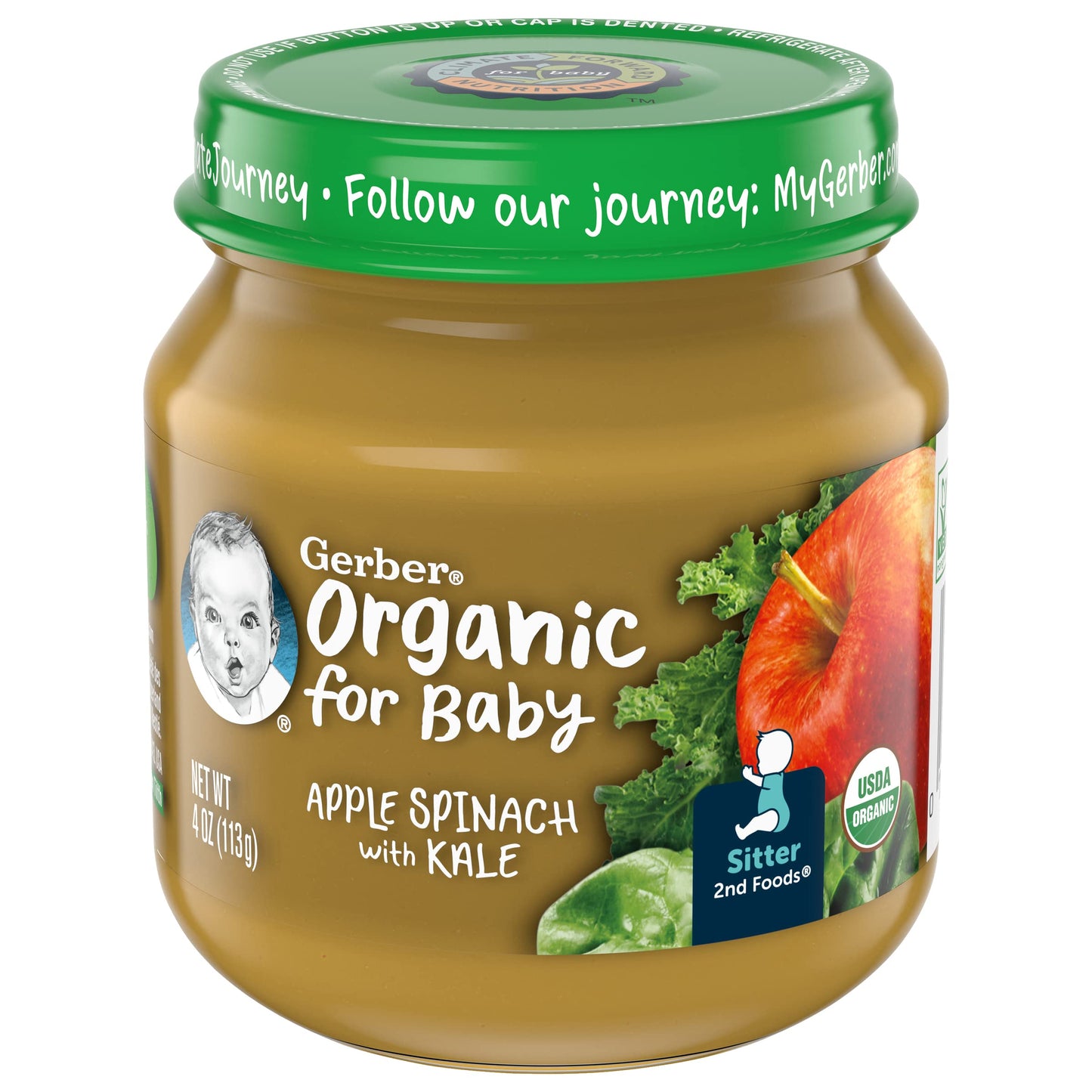 Gerber Organic Apple Spinach with Kale, 4 oz, large