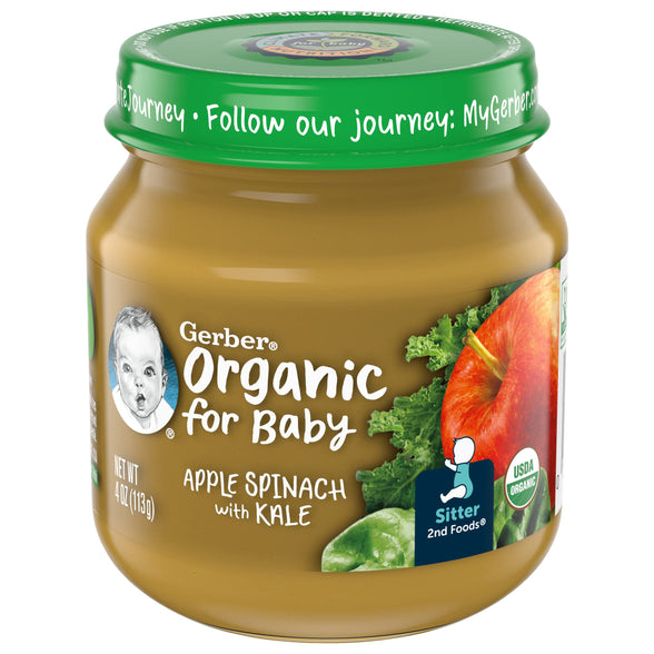 Gerber Organic Apple Spinach with Kale, 4 oz, large