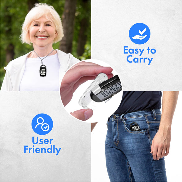 OZO Fitness CS1 Easy Pedometer for Walking | Step Counter with Large Display and Lanyard