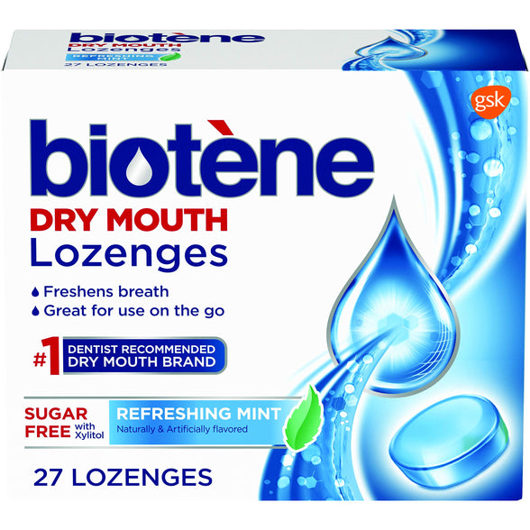Biotene Dry Mouth Lozenges, Refreshing Mint, 27 Count (Pack of 2)