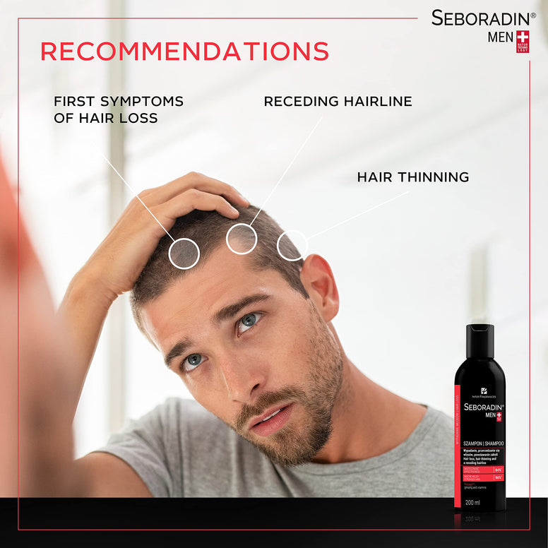 Seboradin Men Hair Shampoo, for Hair Loss, Hair Thinning and Receding Hairline, 200 ml