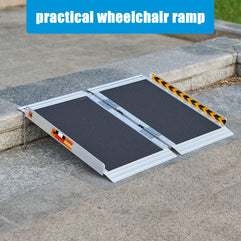 Wheelchair Ramp for Home,Portable Aluminum Wheelchair Ramp for Steps,Non-Skid Threshold Ramp for Doorways, Curbs,Foldable Mobility Scooter Ramp,2FT
