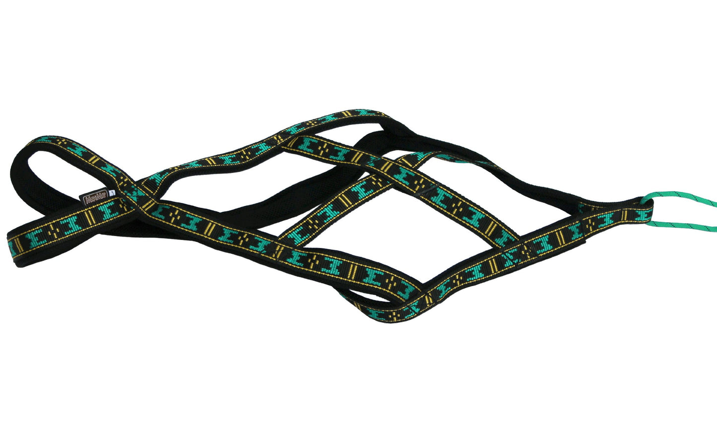 Weight Pulling Sledding Dog Harness X-back Style Medium, Black/Green, 19.5" Neck Circumference