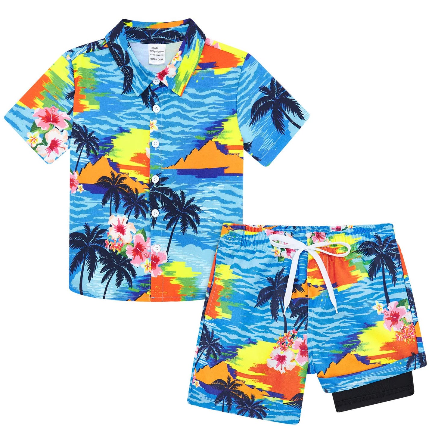 UNICOMIDEA Little & Big Boys 3D Print Hawaiian Shirt Aloha Button Down Dress Shirt for 5-6  Years Old