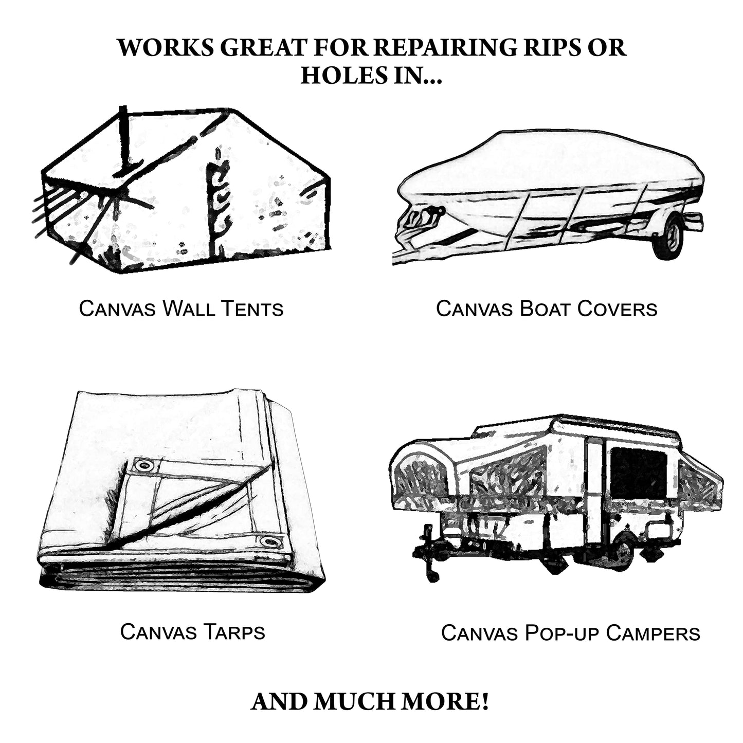 TrailMax Outdoor Canvas Patch Kit to Repair Pop-Up Campers, Canvas Tents, Boat Covers, Tarps
