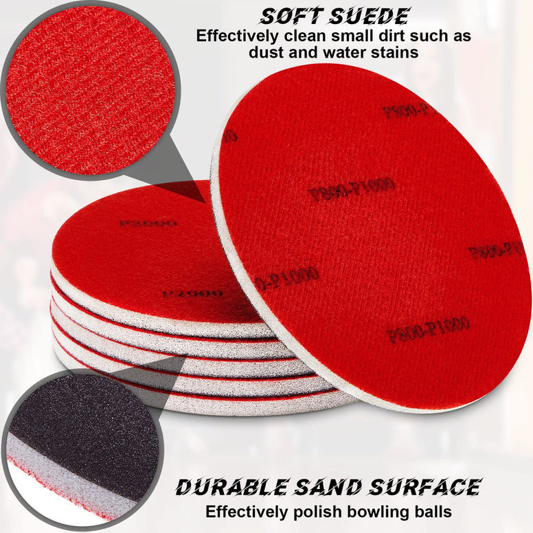 6 Pieces Bowling Accessories Bowling Ball Sand Pads Sanding Pads Bowling Ball Sanding Kit (1000 Grit)
