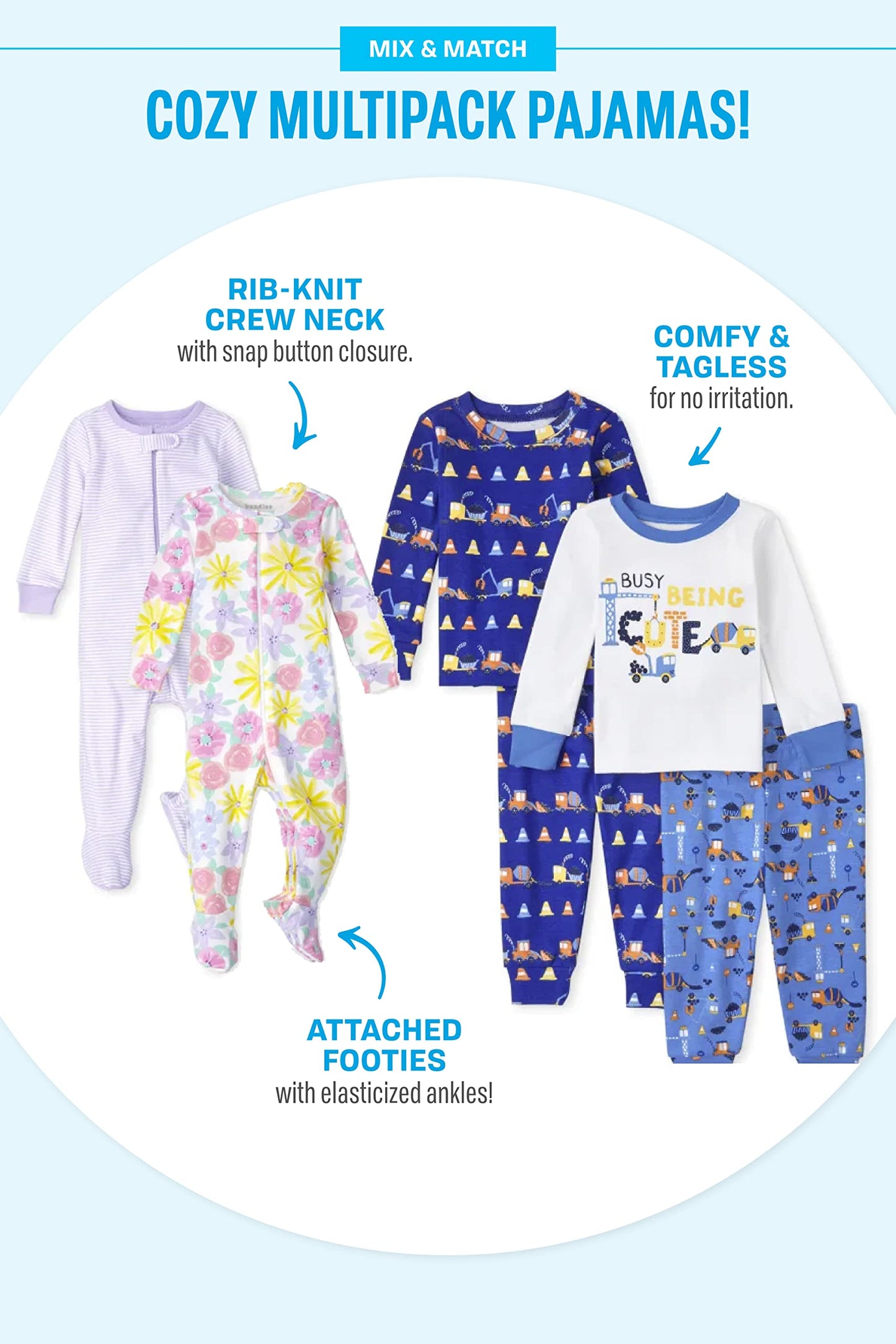 The Children's Place baby-girls The Children's Place Baby Toddler Girls Short Sleeve Top and Pants Snug Fit Cotton 2 Piece Pajama Sets Pajama Set 0-3 Months