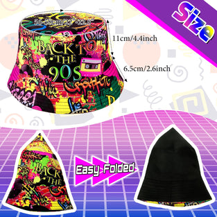 3 Pcs Retro 80s 90s Bucket Hats Vintage Print Bucket Hat 80s Rapper Hat 80s Accessories for Men Outdoor Summer Fisherman Hat for Men Women 80s 90s Party Supplies, As the Picture Shown, One size