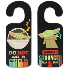 Open Road Brands Disney Star Wars: The Mandalorian Baby Yoda Double Sided Reversible Door Hanger - Do Not Wake The Child and Stronger Than You Think