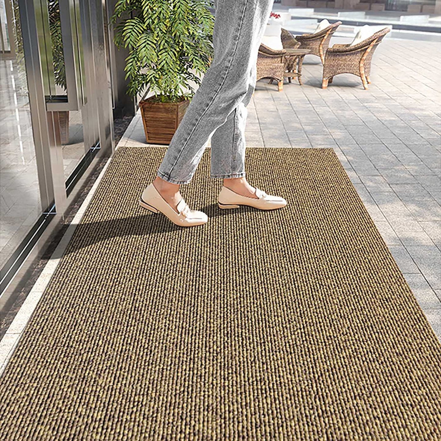 THMINS Door Mat, 48x80 cm Anti-Slip Rubber Backing, Outdoor Mat Door,Super Absorbs Mud,Indoor Mat Strong Shock Absorbing Mat Dirt Scraper Mat………………