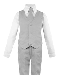 Luca Gabriel Toddler Boys' 5 Piece Classic Fit No Tail Formal Khaki Dress Suit Set with Tie and Vest (2 Years)