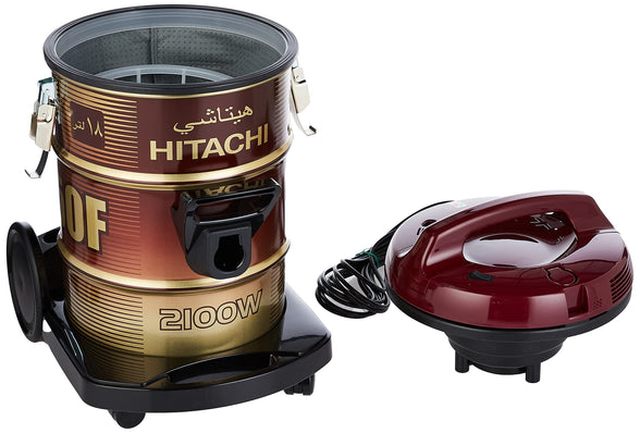 Hitachi Drum Vacuum Cleaner 2100 Watts, 18 Liters Tank Dust Capacity With 7.8M Extra Long Power Code, Removable & Washable Filter, Rug-Floor Nozzle, Best For Home, Office & Mosque, CV950F24CBSWR
