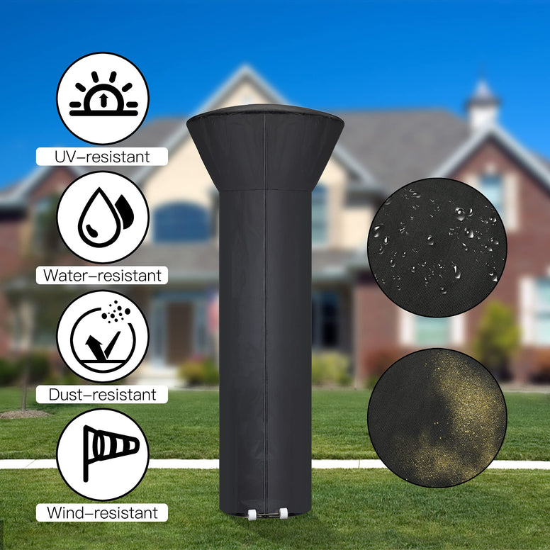 Patio Heater Cover Waterproof with Zipper and Storage Bag, Outdoor Heater Cover Has Dustproof, Wind-Resistant, UV-Resistant, Snow-Resistant Features for Patio Heater, 89”H x 33”D x 19”B