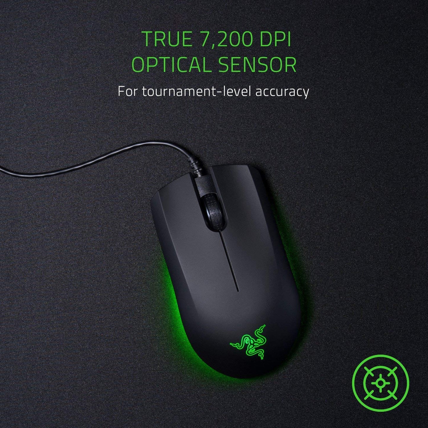 Razer Abyssus Essential: True 7,200 Dpi Optical Sensor - 3 Hyperesponse Buttons - Powered By Razer Chroma - Ambidextrous Ergonomic Gaming Mouse