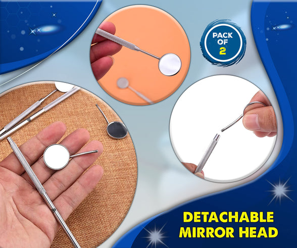 2 Pieces Dental Mouth Mirror Anti-Fog Oral Mirror Teeth Mouth Dental Mirror Teeth Inspection Mirror Curve Angle Dentist Oral Care Tool Home Use Tools