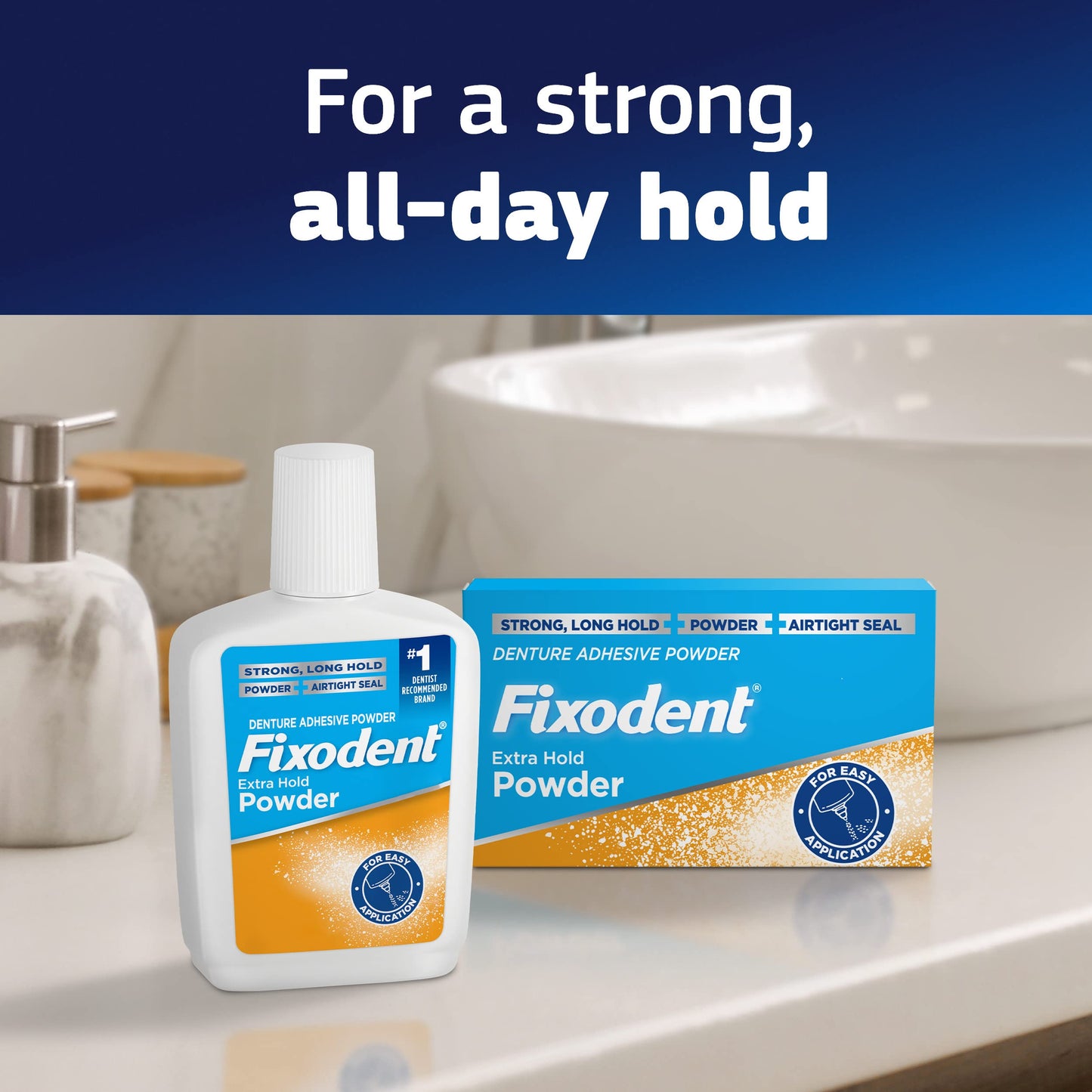 Fixodent Extra Hold Denture Adhesive Powder, 2.7 oz