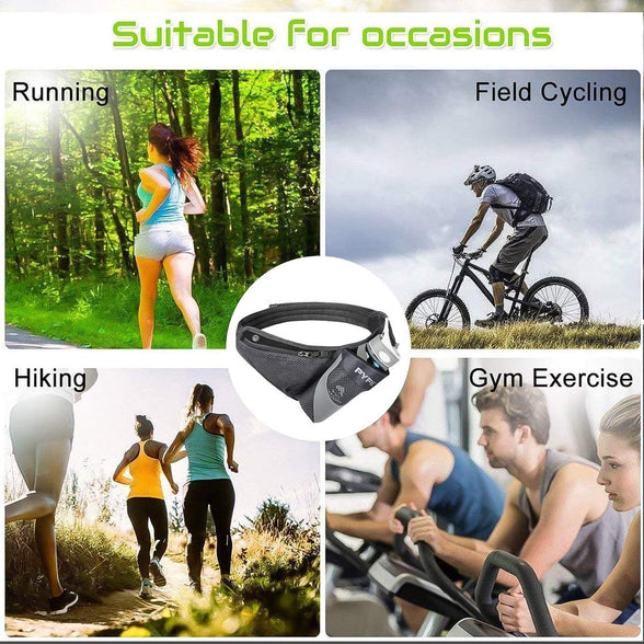 PYFK Running Belt Hydration Waist Pack with Water Bottle Holder for Men Women Waist Pouch Fanny Bag Reflective ((Bottle Not Included))