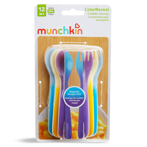 Munchkin Colorreveal Color Changing Toddler Forks & Spoons, 6 Pack